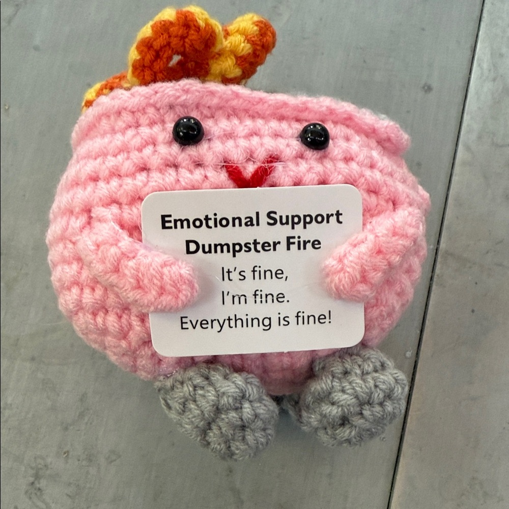 New in bag Multiple Colors Crochet Emotional Support Dumpster Fire Plush